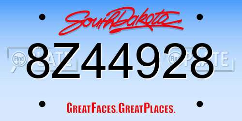 8Z44928 South Dakota License Plate