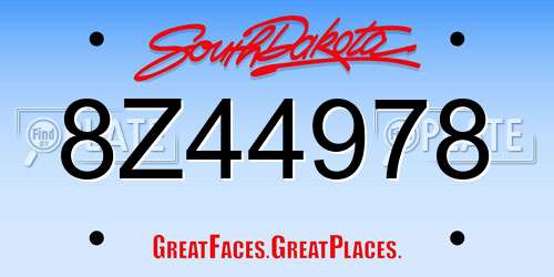 8Z44978 South Dakota License Plate