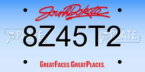 8Z45T2 South Dakota License Plate