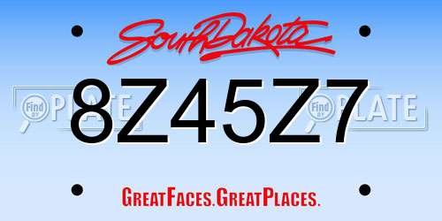 8Z45Z7 South Dakota License Plate
