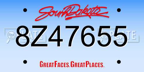 8Z47655 South Dakota License Plate