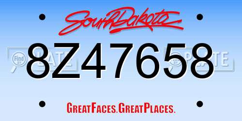 8Z47658 South Dakota License Plate