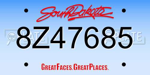 8Z47685 South Dakota License Plate