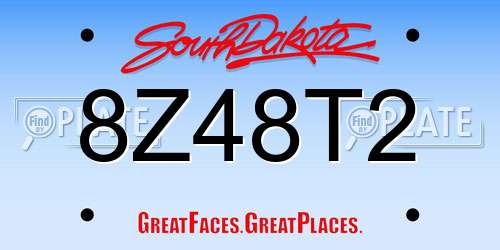 8Z48T2 South Dakota License Plate