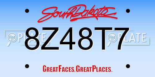 8Z48T7 South Dakota License Plate