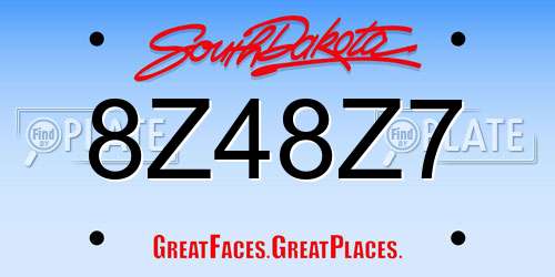 8Z48Z7 South Dakota License Plate