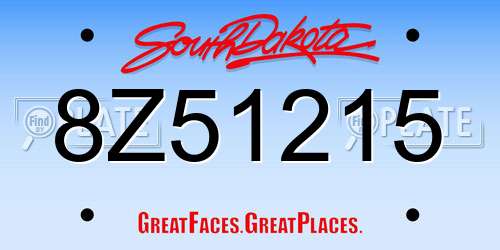 8Z51215 South Dakota License Plate