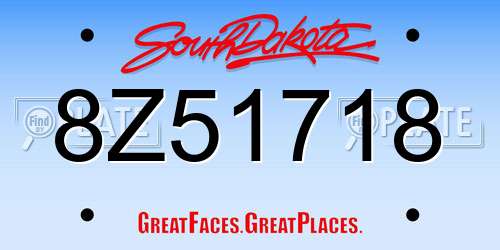 8Z51718 South Dakota License Plate