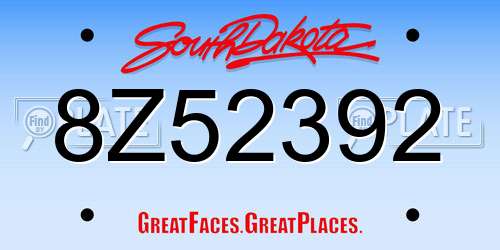 8Z52392 South Dakota License Plate