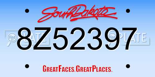 8Z52397 South Dakota License Plate