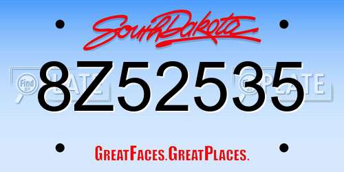 8Z52535 South Dakota License Plate