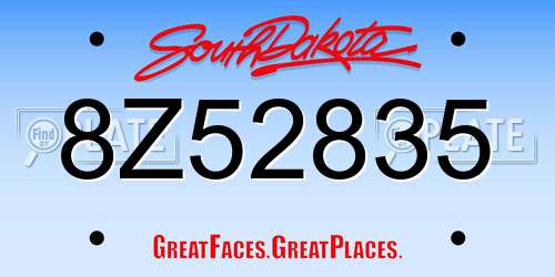 8Z52835 South Dakota License Plate