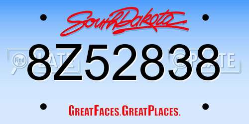 8Z52838 South Dakota License Plate