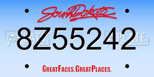 8Z55242 South Dakota License Plate