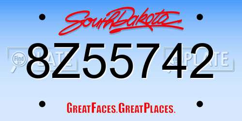 8Z55742 South Dakota License Plate