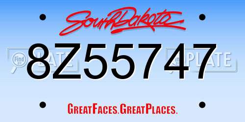 8Z55747 South Dakota License Plate