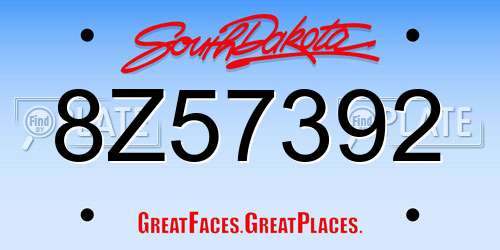 8Z57392 South Dakota License Plate