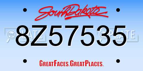 8Z57535 South Dakota License Plate