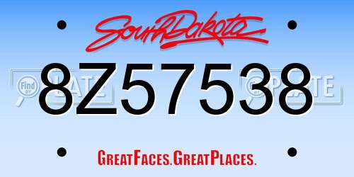 8Z57538 South Dakota License Plate