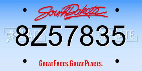 8Z57835 South Dakota License Plate