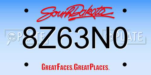 8Z63N0 South Dakota License Plate