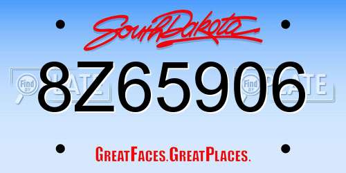 8Z65906 South Dakota License Plate
