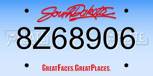 8Z68906 South Dakota License Plate