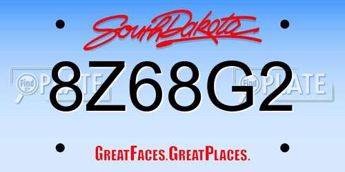 8Z68G2 South Dakota License Plate