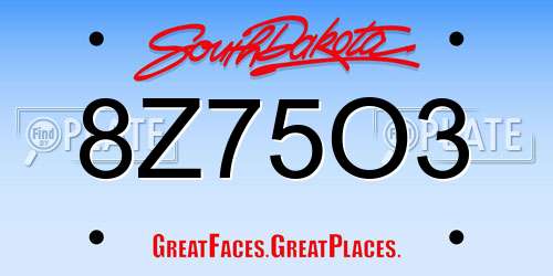 8Z75O3 South Dakota License Plate