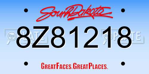 8Z81218 South Dakota License Plate