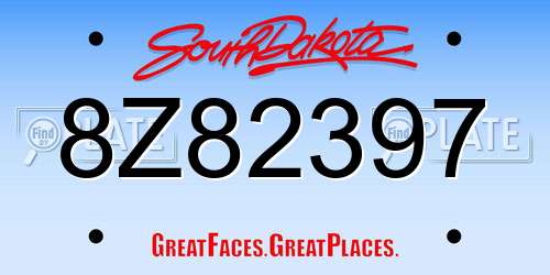 8Z82397 South Dakota License Plate
