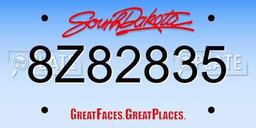 8Z82835 South Dakota License Plate