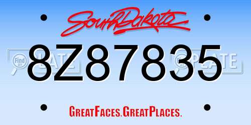 8Z87835 South Dakota License Plate