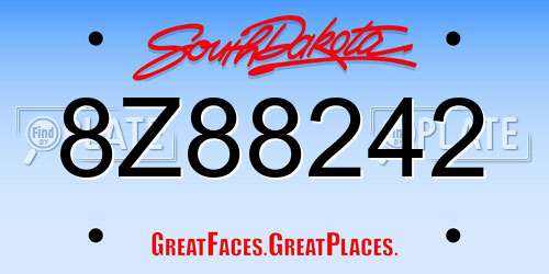 8Z88242 South Dakota License Plate