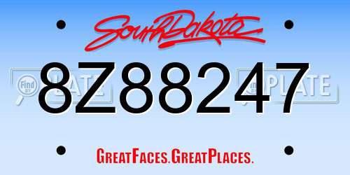 8Z88247 South Dakota License Plate