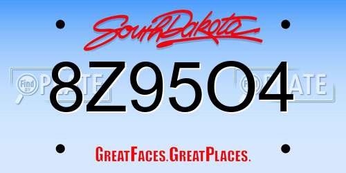 8Z95O4 South Dakota License Plate
