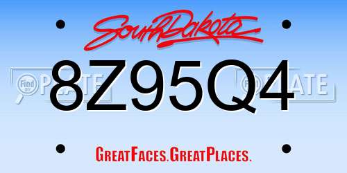8Z95Q4 South Dakota License Plate