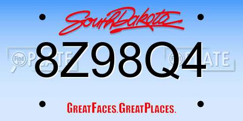 8Z98Q4 South Dakota License Plate