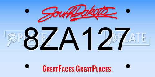 8ZA127 South Dakota License Plate