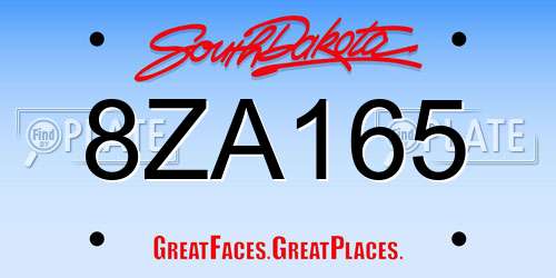 8ZA165 South Dakota License Plate