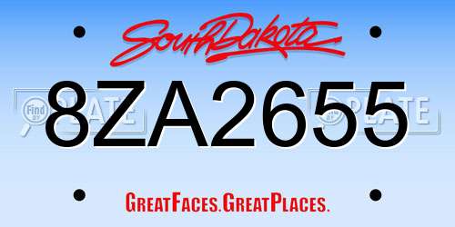8ZA2655 South Dakota License Plate
