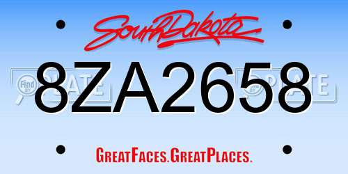 8ZA2658 South Dakota License Plate