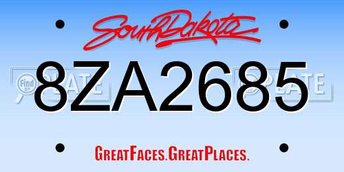 8ZA2685 South Dakota License Plate