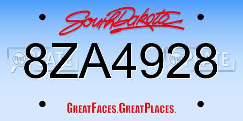 8ZA4928 South Dakota License Plate