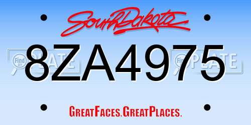 8ZA4975 South Dakota License Plate