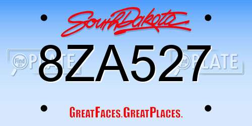 8ZA527 South Dakota License Plate