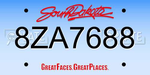 8ZA7688 South Dakota License Plate