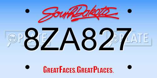 8ZA827 South Dakota License Plate
