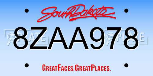 8ZAA978 South Dakota License Plate