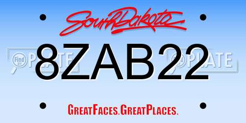 8ZAB22 South Dakota License Plate